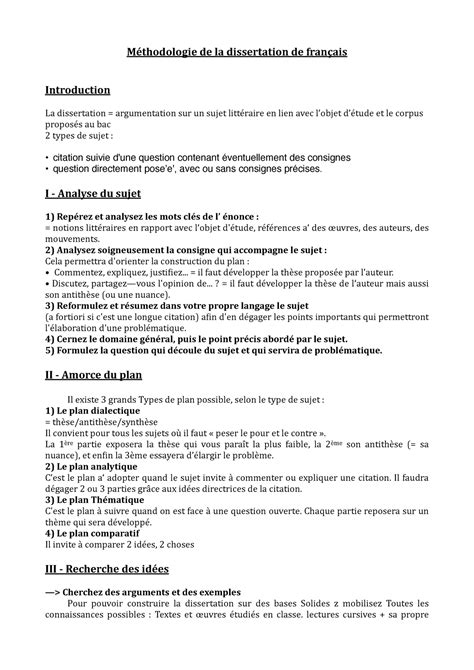 Exemple De Dissertation Français - Wadaef FR