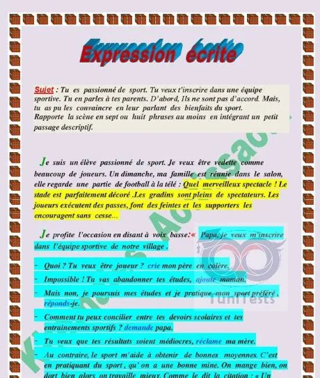 Expression écrite 4h Expression écrite 4h